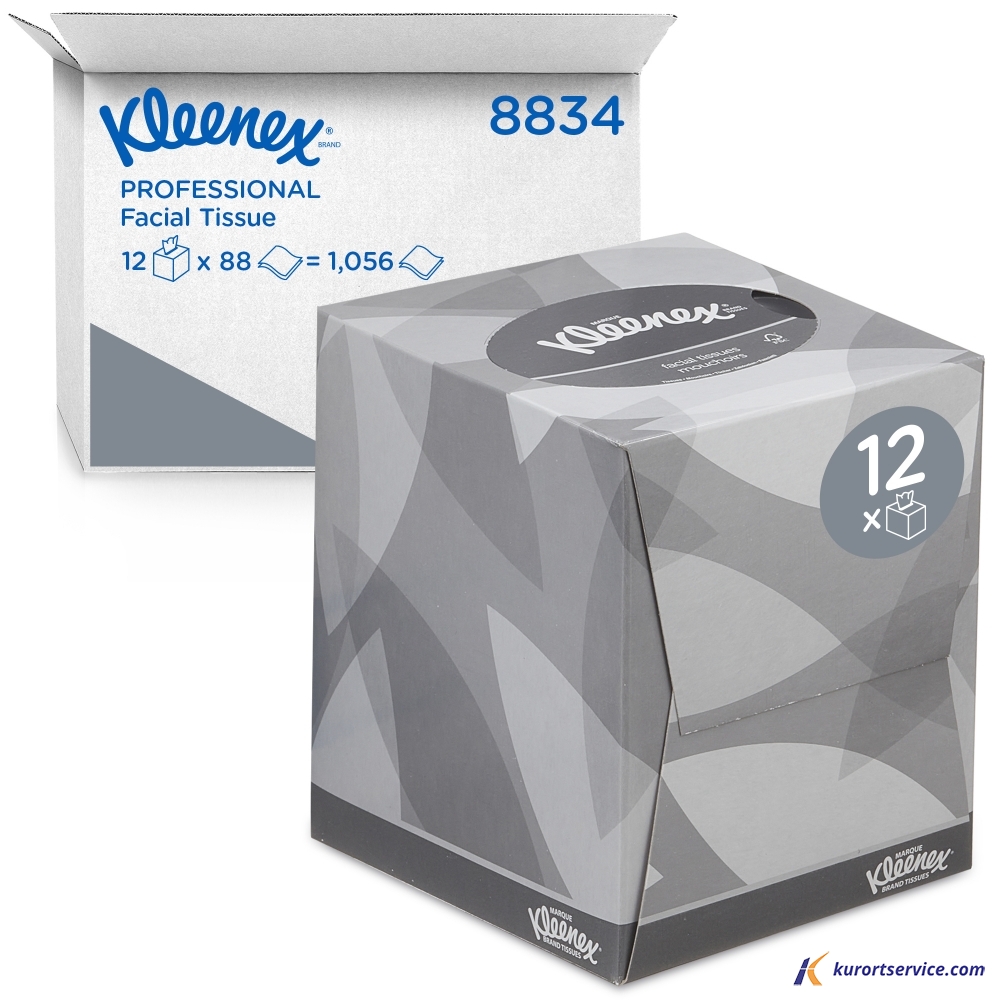 KIMBERLY CLARK Салфетки косметические для лица Kleenex в кубе, 2 слоя, 88 л