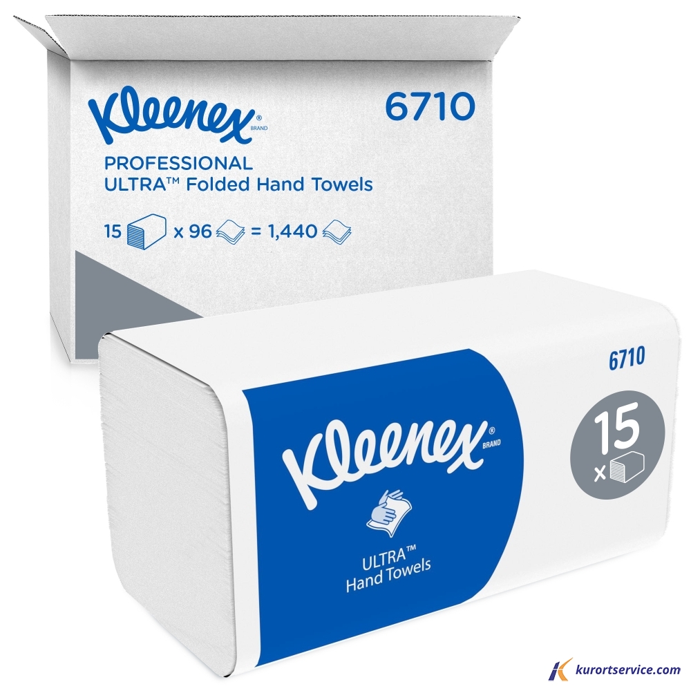 Бумажные полотенца в пачках Kleenex Ultra белые трёхслойные, 96 л, 15 пач/к