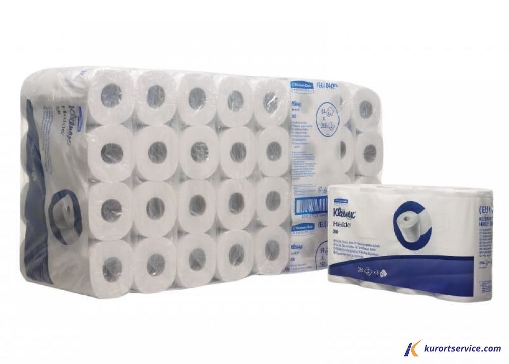 Туалетная бумага в стандартных рулонах Kleenex с логотипом, 2 сл, 42м, 350 