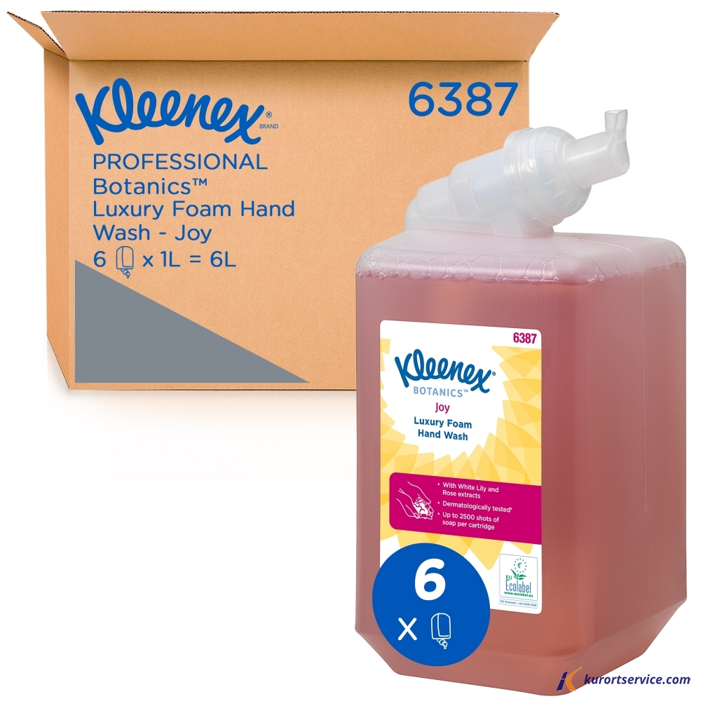 Жидкое мыло пенное для рук в кассетах Kleenex Joy Luxury, красное, 1 литр, 