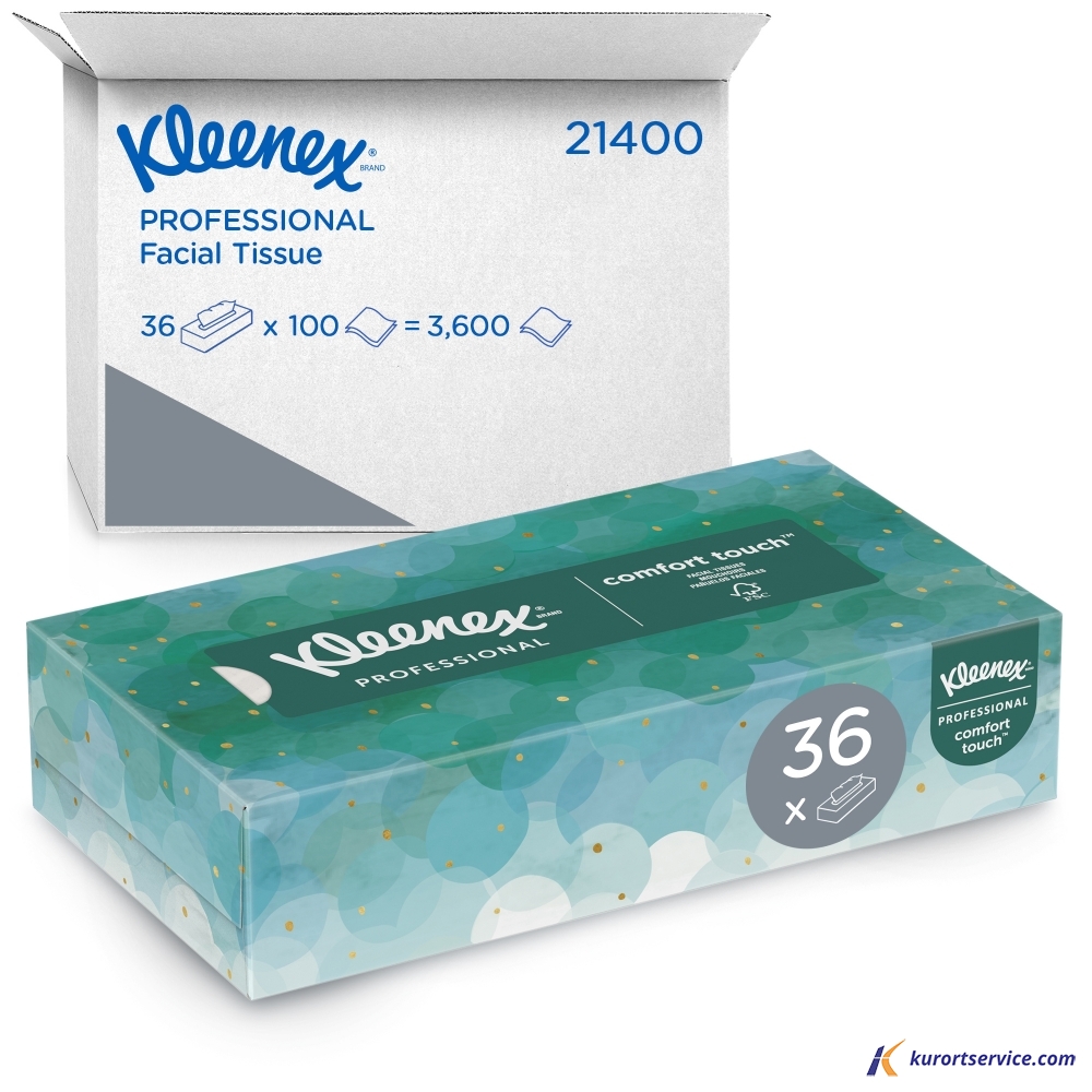 KIMBERLY CLARK Салфетки косметические для лица Kleenex, 2 слоя, 100 л, 21*2
