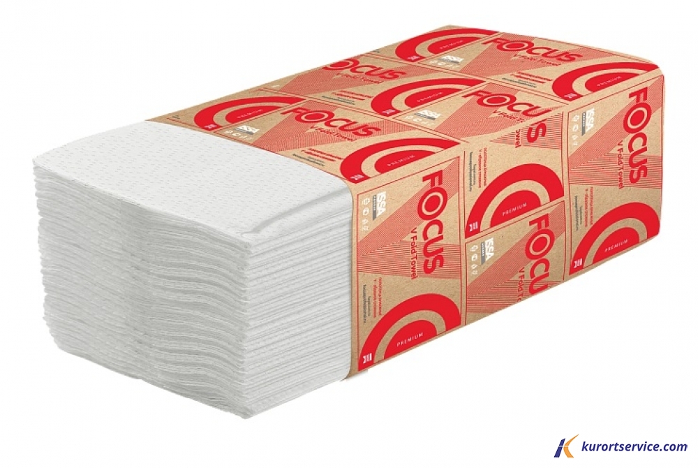 Focus бумажные полотенца Premium V сложения 2 слоя 23х23, 200 листов 504997