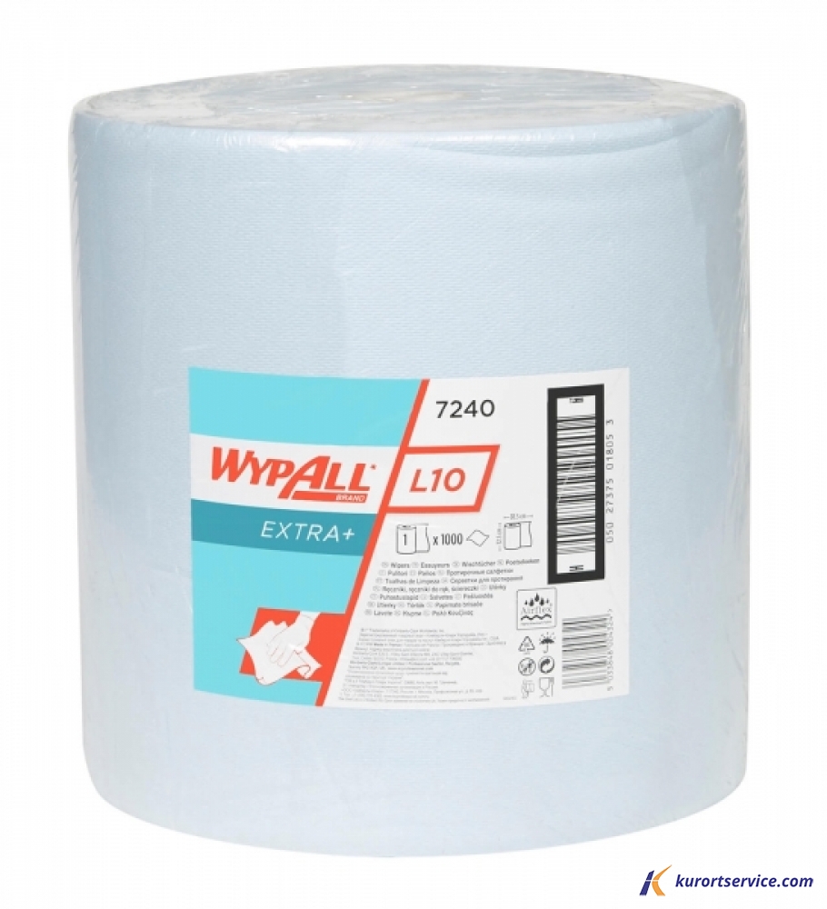 Протирочный материал в рулонах WypAll L10 Extra+ однослойный голубой 1 рул 
