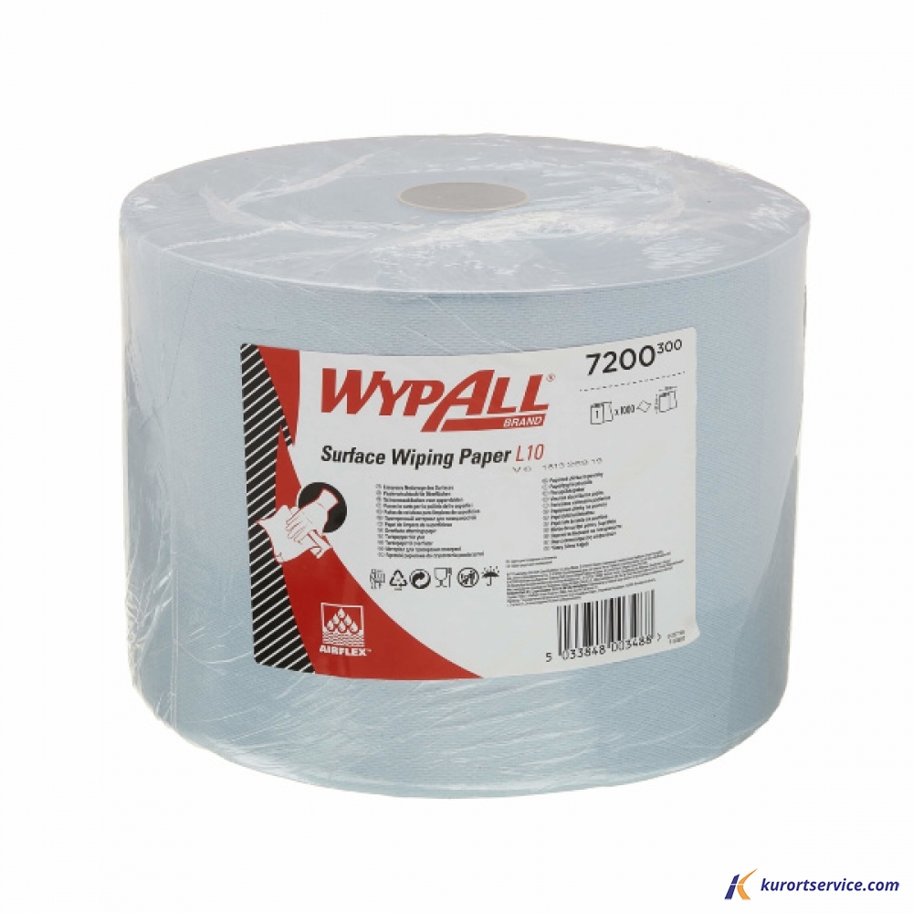 Протирочный материал в рулонах WypAll L10 голубой, однослойный, 380 м