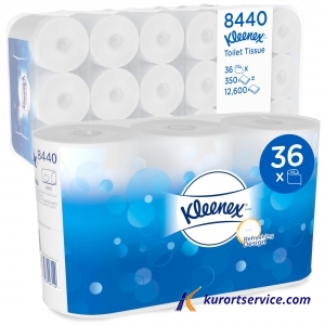 Туалетная бумага в стандартных рулонах Kleenex 3 слоя, с логотипом, 42м, 35