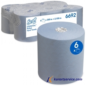 Бумажные полотенца в рулонах Scott Essential голубые, 1 слой, 350 м, 6 рул