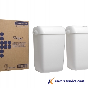 Мусорное ведро пластиковое Kimberly-Clark Aquarius белое, 43 литра, 2 шт/ко