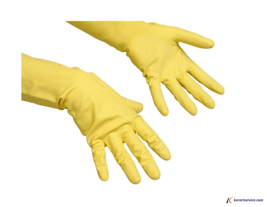 Vileda Professional Перчатки латексные Контракт S (желтый) 101016