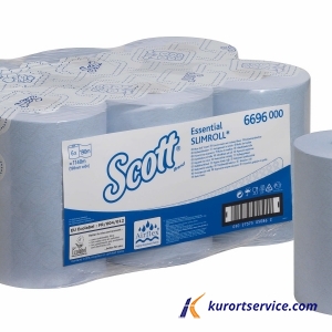 Бумажные полотенца в рулонах Scott Essential Slimroll голубые, 1 слой, 190 