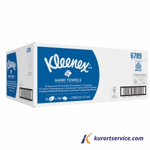 Бумажные полотенца Kleenex Ultra, 2 слоя, белые, 21,2х21,5, 186 л, 15 пач/к